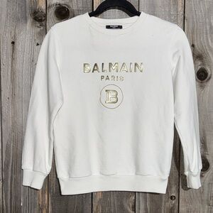 Balmain Kids Printed Logo Gold Sweatshirt Size 10